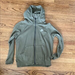 Nike Olive Zip-Up Hoodie in Green